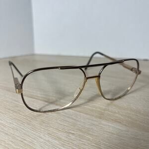 Vintage Safilo Elasta Eyeglasses Gold Brown READ DESC 56-20-120